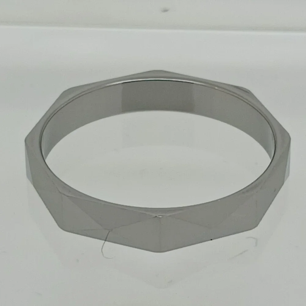 Vintage Tungsten Carbide Faceted Geometric Ring Size 10 Silver 4mm 1990s Y2K New